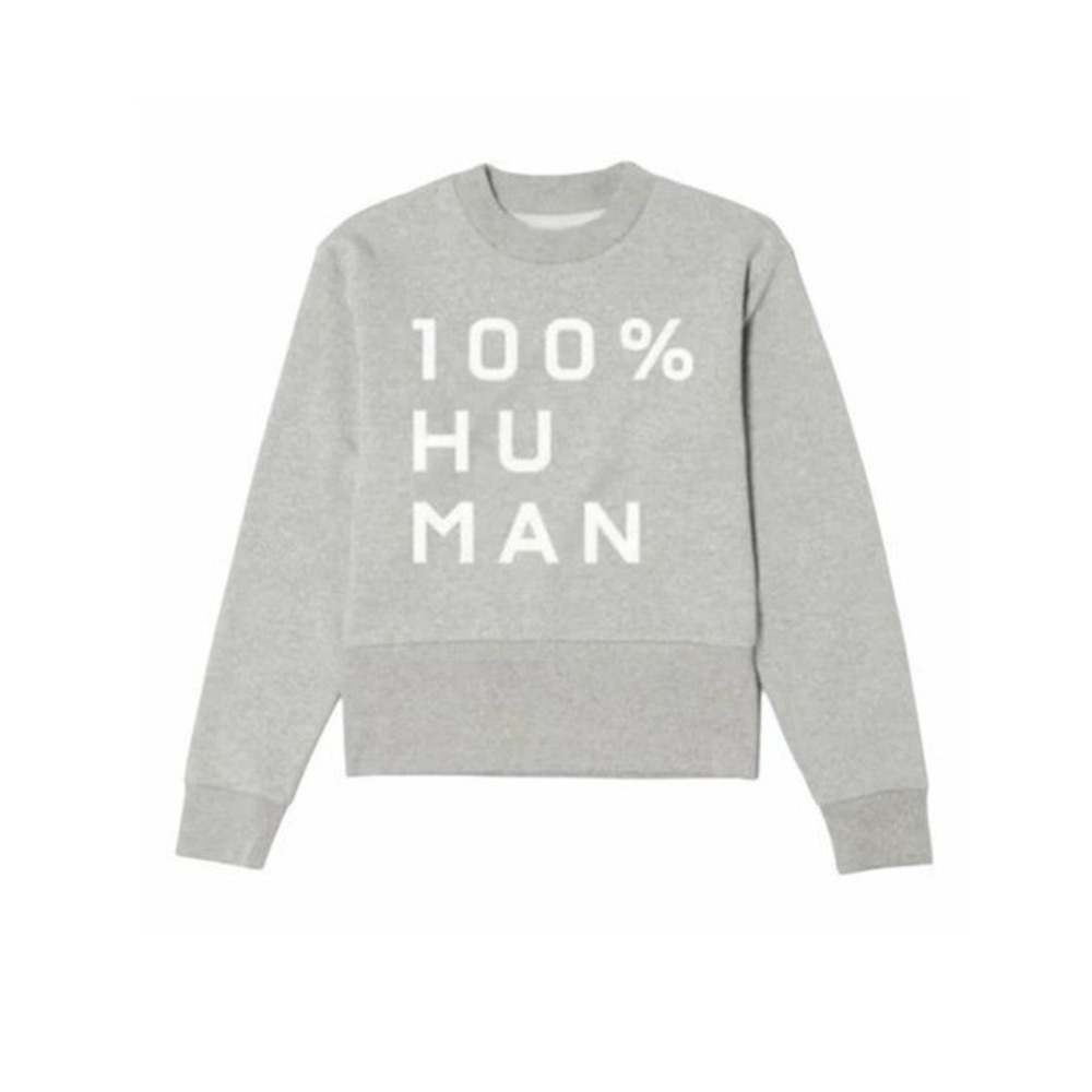 Everlane The 100% Human Typography French‎ Terry Sweatshirt Gray White S